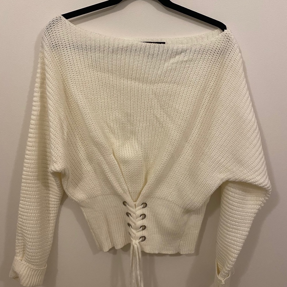 white sweater